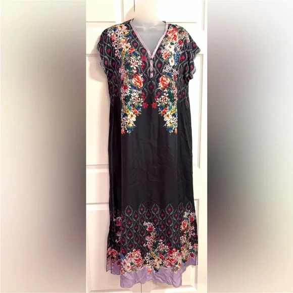 Johnny Was Dress Silk Mystic Midi Dress size Small - Picture 5 of 16